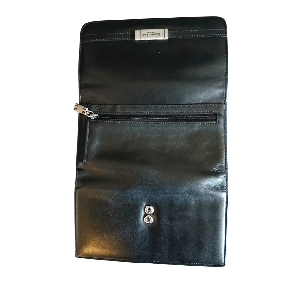 Kenneth Cole New York Black Genuine Leather Clutch Wallet -Credit Cards Ect #906